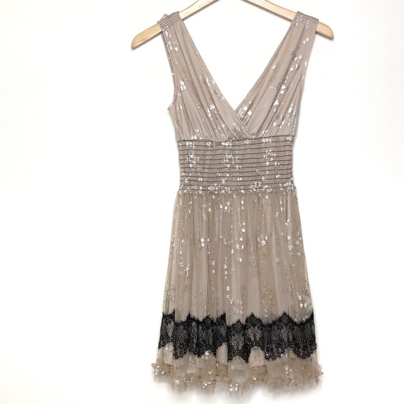 Pinky Dresses & Skirts - Pinky Nude And Black Shimmering Cocktail Dress